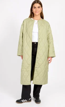 Little Mistress Coats & Jackets<Khaki Quilted Belted Coat