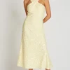 Little Mistress Dresses | Race Day Edit<Lemon Sequin Waffle Cross Neck Midaxi Dress