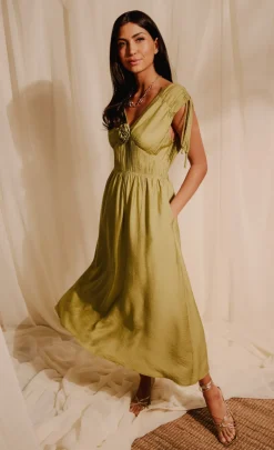 Little Mistress Dresses | Race Day Edit<Lime Rosette Midaxi Dress