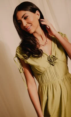 Little Mistress Dresses | Race Day Edit<Lime Rosette Midaxi Dress