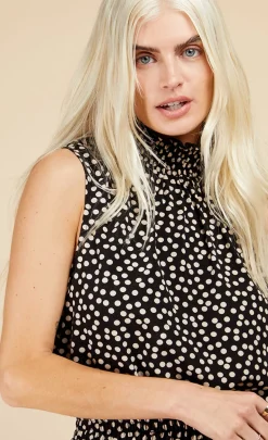 Little Mistress Co-Ords<Mono Spot Shirred Neck Top