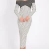 Little Mistress Dresses | Race Day Edit<chrome Striped Textured Midaxi Dress