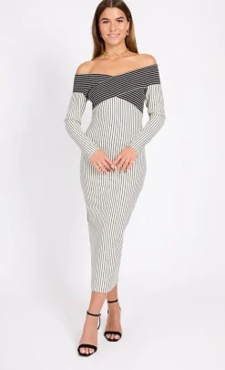 Little Mistress Dresses | Race Day Edit<chrome Striped Textured Midaxi Dress