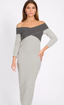 Little Mistress Dresses | Race Day Edit<chrome Striped Textured Midaxi Dress