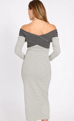Little Mistress Dresses | Race Day Edit<chrome Striped Textured Midaxi Dress