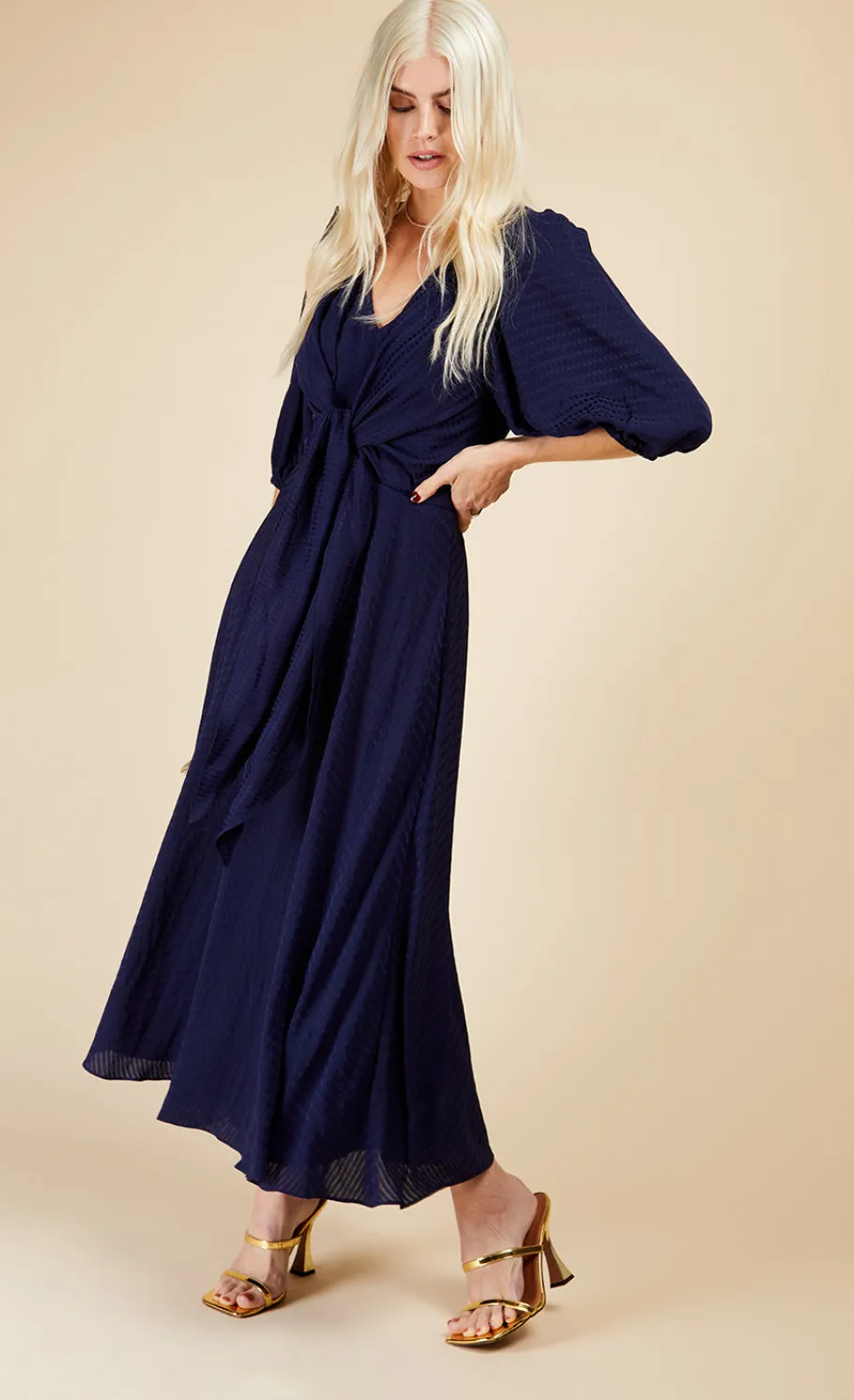 Little Mistress Dresses | Midi Dresses<Check Tie Detail Midaxi Dress