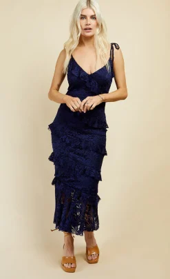 Little Mistress Midi Dresses | Dresses<Lace Asymmetric Frill Midi Dress