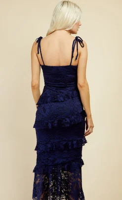 Little Mistress Midi Dresses | Dresses<Lace Asymmetric Frill Midi Dress