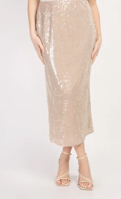 Little Mistress Skirts | Summer / Holiday<Nude Sequin Midaxi Skirt