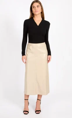 Little Mistress Skirts<Oatmeal Cracked PU Midaxi Skirt