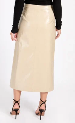 Little Mistress Skirts<Oatmeal Cracked PU Midaxi Skirt