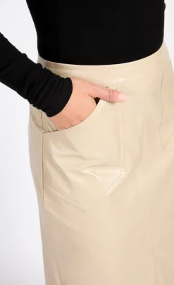 Little Mistress Skirts<Oatmeal Cracked PU Midaxi Skirt