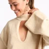 Little Mistress Knitwear | Tops<Oatmeal Knit Keyhole Top