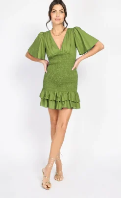 Little Mistress Chloe Lewis Collection | Dresses<Olive Frill Mini Dress by Chloe Lewis