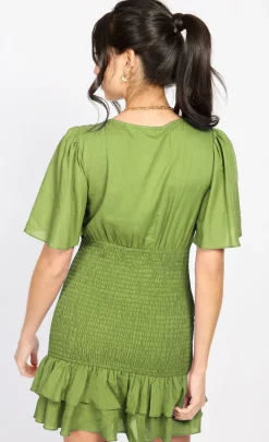 Little Mistress Chloe Lewis Collection | Dresses<Olive Frill Mini Dress by Chloe Lewis