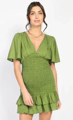 Little Mistress Chloe Lewis Collection | Dresses<Olive Frill Mini Dress by Chloe Lewis