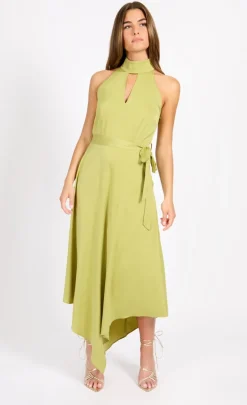 Little Mistress Dresses | Midi Dresses<Olive Satin Midaxi Dress