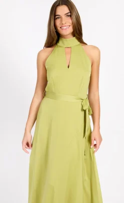 Little Mistress Dresses | Midi Dresses<Olive Satin Midaxi Dress