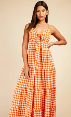 Little Mistress Race Day Edit | Summer / Holiday<Gingham Tie Front Maxi Dress