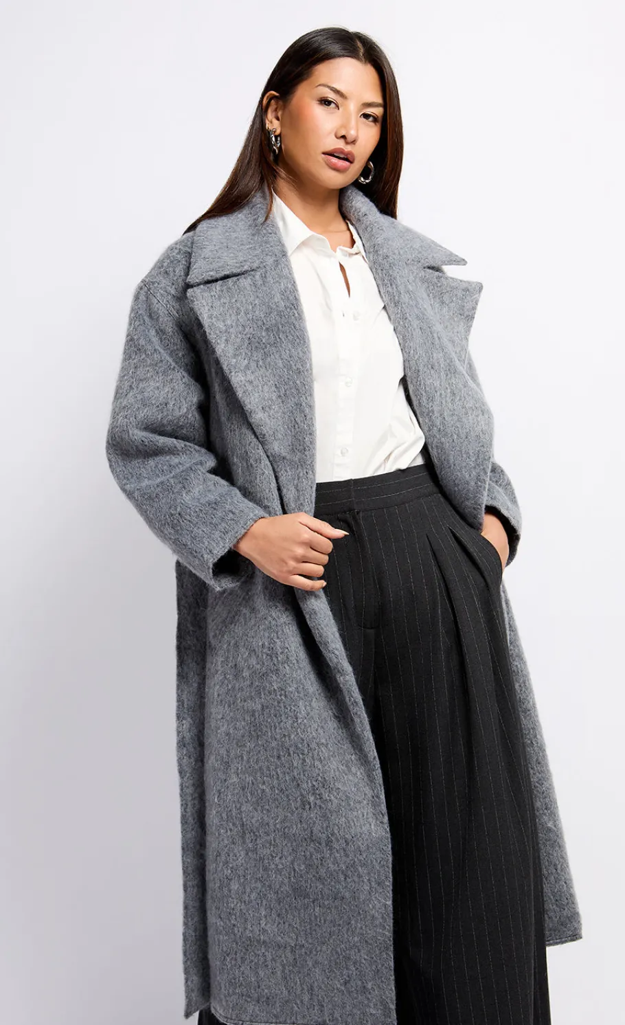 Little Mistress Coats & Jackets<Oversized Grey Wool Blend Coat
