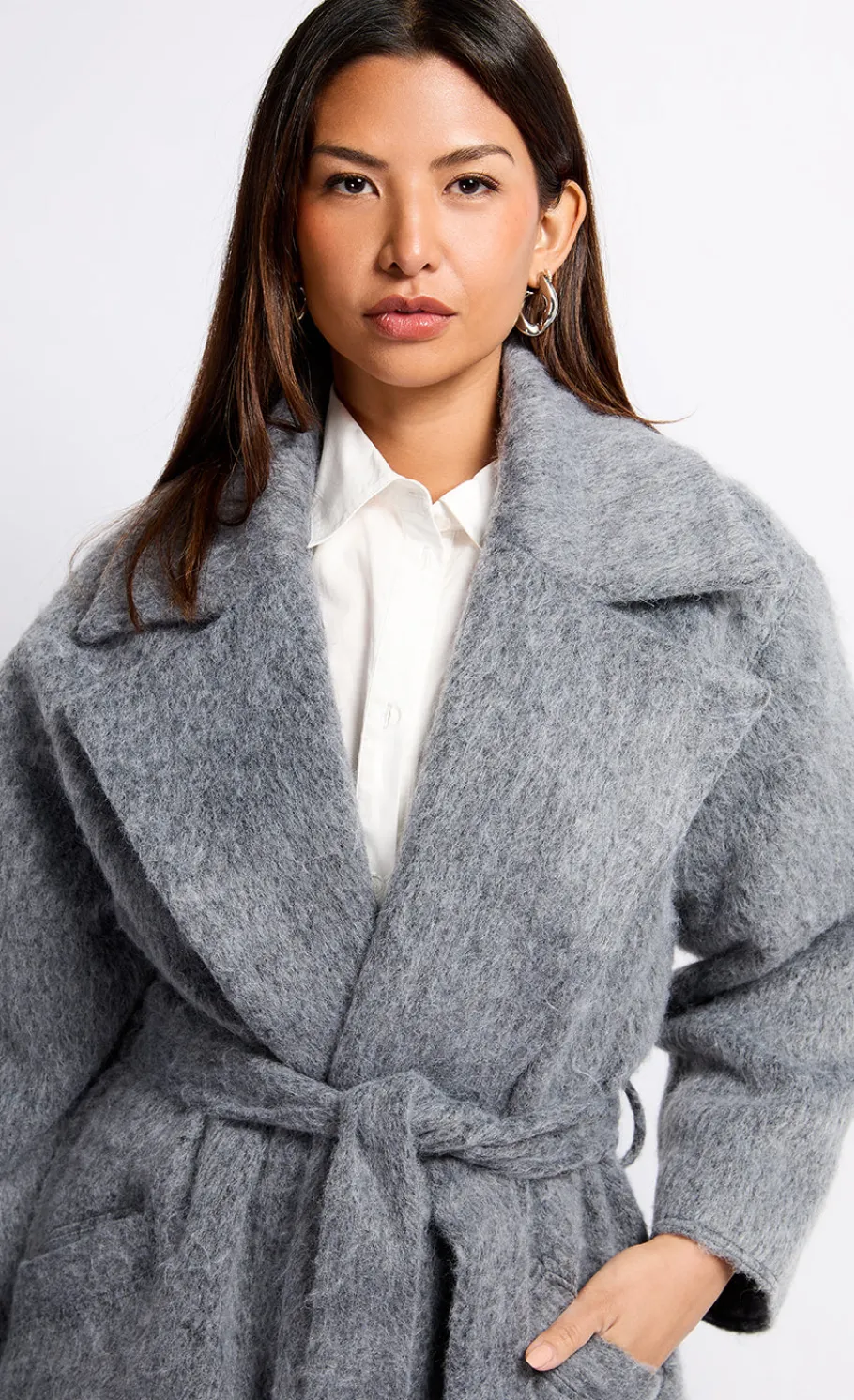 Little Mistress Coats & Jackets<Oversized Grey Wool Blend Coat