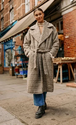 Little Mistress Coats & Jackets<Oversized Oatmeal Wool Blend Coat