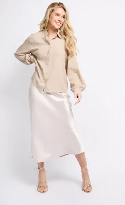 Little Mistress Office Fashion<Oyster Linen Shirt