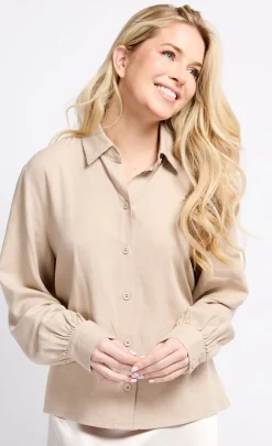 Little Mistress Office Fashion<Oyster Linen Shirt