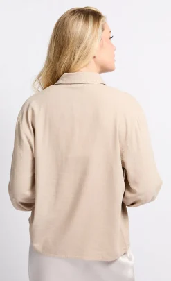 Little Mistress Office Fashion<Oyster Linen Shirt