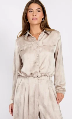 Little Mistress Chloe Lewis Collection | Co-Ords<Oyster Satin Jacket by Chloe Lewis