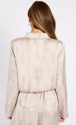 Little Mistress Chloe Lewis Collection | Co-Ords<Oyster Satin Jacket by Chloe Lewis