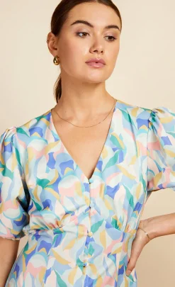 Little Mistress Dresses | Midi Dresses<Pastel Print Button Front Midi Dress