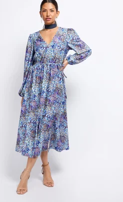 Little Mistress Dresses | Midi Dresses<Peacock Print Midaxi Dress