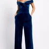 Little Mistress Jumpsuits & Playsuits | Race Day Edit<Petrol Velvet Bardot Jumpsuit