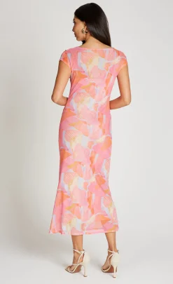 Little Mistress Dresses | Race Day Edit<Pink Print Mesh Midaxi Dress