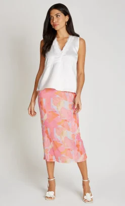 Little Mistress Skirts | Summer / Holiday<Pink Print Mesh Midaxi Skirt