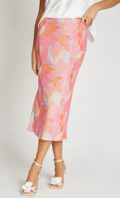 Little Mistress Skirts | Summer / Holiday<Pink Print Mesh Midaxi Skirt