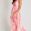 Little Mistress Dresses | Race Day Edit<Pink Print Satin Pleated Midaxi Dress