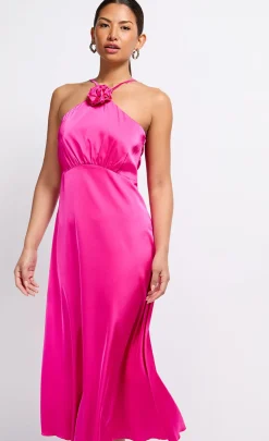 Little Mistress Dresses | Race Day Edit<Satin Rosette Midaxi Dress