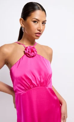 Little Mistress Dresses | Race Day Edit<Satin Rosette Midaxi Dress