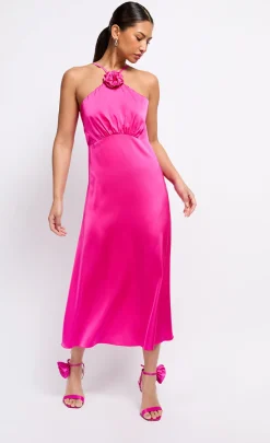 Little Mistress Dresses | Race Day Edit<Satin Rosette Midaxi Dress