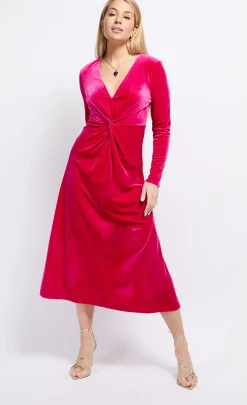 Little Mistress Dresses | Midi Dresses<Velvet Knot Detail Midaxi Dress