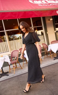 Little Mistress Dresses | Race Day Edit<Polka Dot Chiffon Midaxi Dress by Vicky Pattison