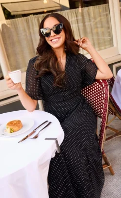 Little Mistress Dresses | Race Day Edit<Polka Dot Chiffon Midaxi Dress by Vicky Pattison