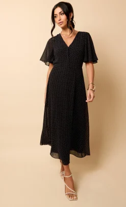 Little Mistress Dresses | Race Day Edit<Polka Dot Chiffon Midaxi Dress by Vicky Pattison