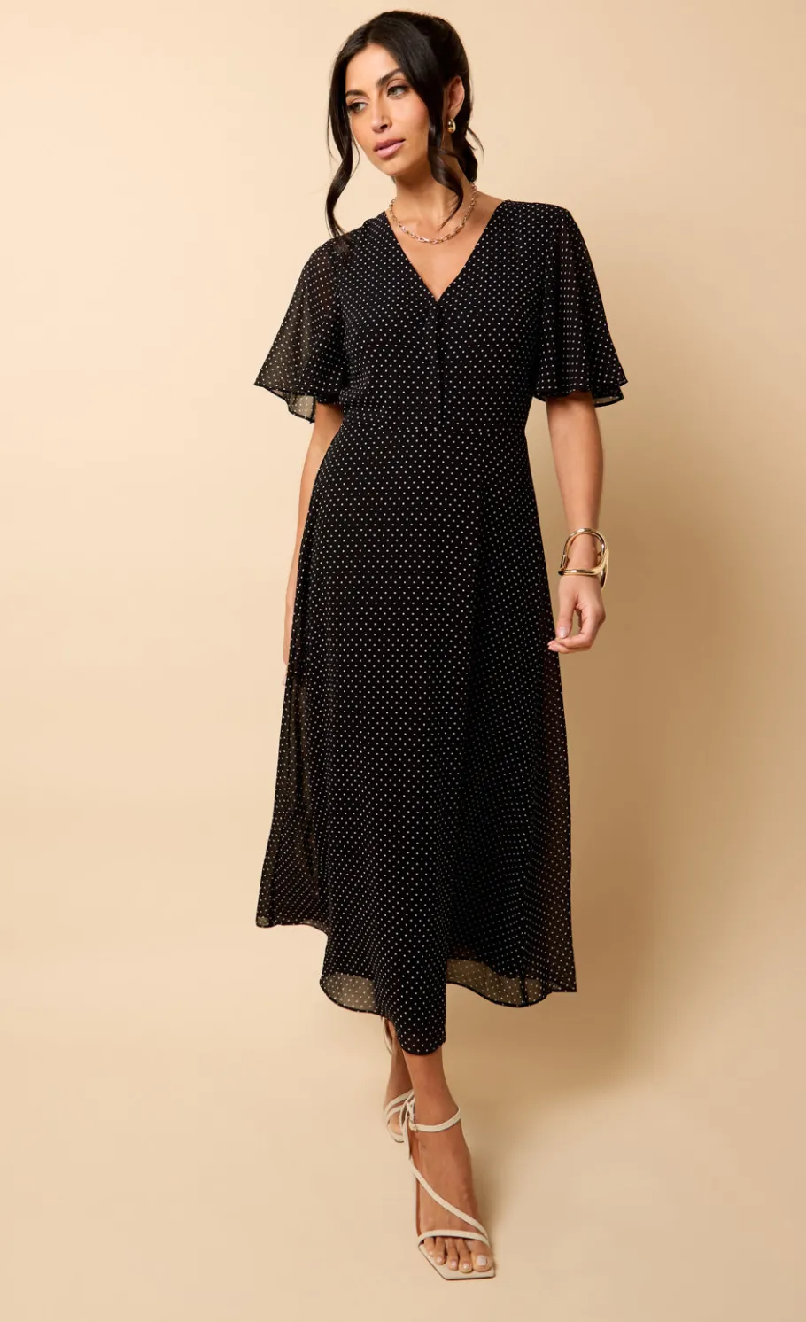 Little Mistress Dresses | Race Day Edit<Polka Dot Chiffon Midaxi Dress by Vicky Pattison