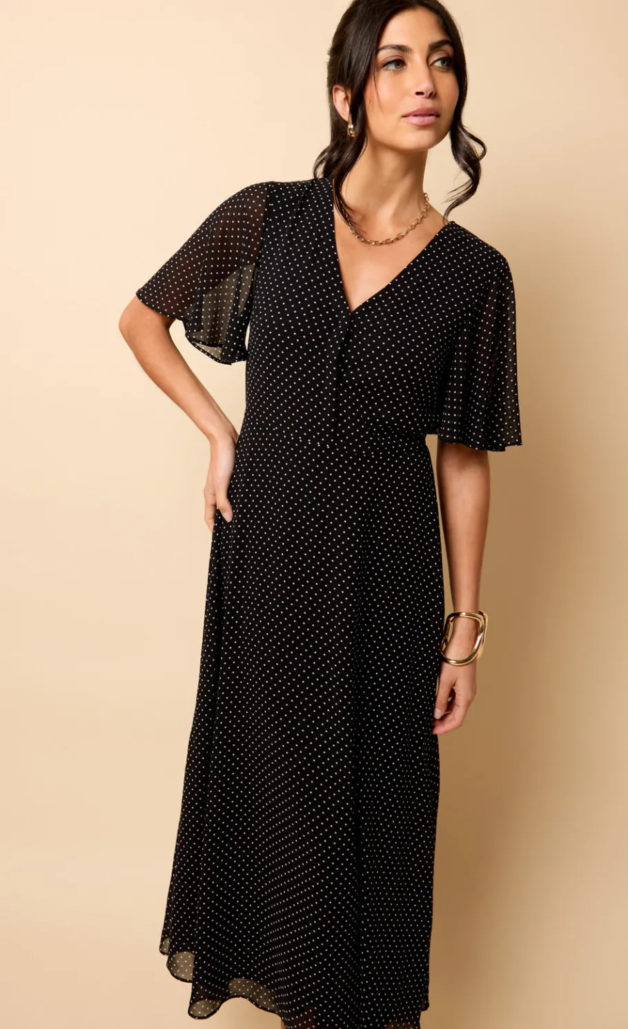 Little Mistress Dresses | Race Day Edit<Polka Dot Chiffon Midaxi Dress by Vicky Pattison