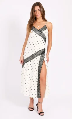 Little Mistress Dresses | Race Day Edit<Polka Dot Lace Trim Midaxi Dress