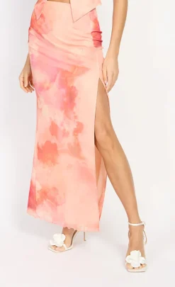 Little Mistress Chloe Lewis Collection | Co-Ords<Print Textured Midaxi Skirt by Chloe Lewis