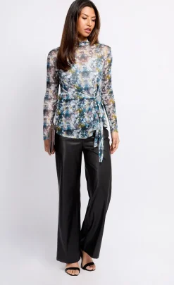 Little Mistress Tops<Printed Mesh Draped Top